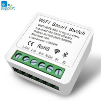 Wi-Fi миниатюрный проходной выключатель для 1-го или 2-х механических переключателей 220/230 Вольт 16 Ампер (Ewelink среда Sonoff) от Qiachip