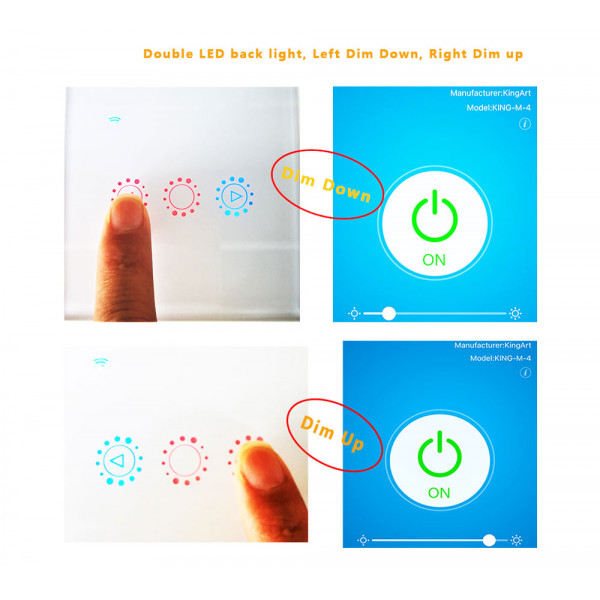 Настінний сенсорний WIFI димер з регулюванням та підсвічуванням на 220 Вольт для Ewelink середовище Sonoff від KINGART за 695грн (код товару: DW )