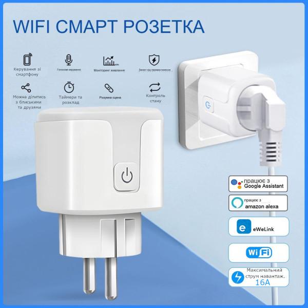 Wi-Fi розетка с функцией мониторинга и измерения потребляемой мощности до 16A приложение Ewelink среда Sonoff от Qiachip