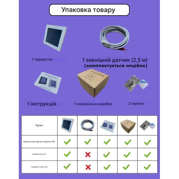 Настенный WiFi термостат на 220 вольт с LCD дисплеем и сенсорной панелью с подсветкой и встроенным датчиком температуры для Ewelink (среда Sonoff) от Qiachip