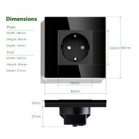 Настенная розетка с закалённым стеклом от 1-й до 2-х на 220 Вольт чёрного или белого цвета EU от KINGART