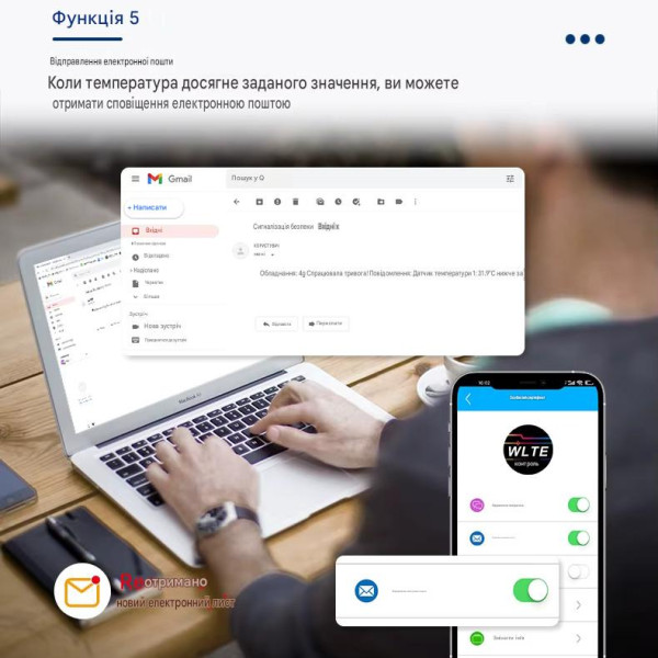 4G GSM контроллер DL2-WLTE-T на 2 канала (30А, контроль температуры) с мобильным приложением от WLTE
