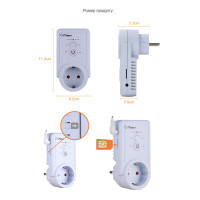 GSM розетка с SMS оповещением отключения, расписанием, датчиком температуры, измерением мощности 220/230 В с резервным аккумулятором от WAYTRONIC