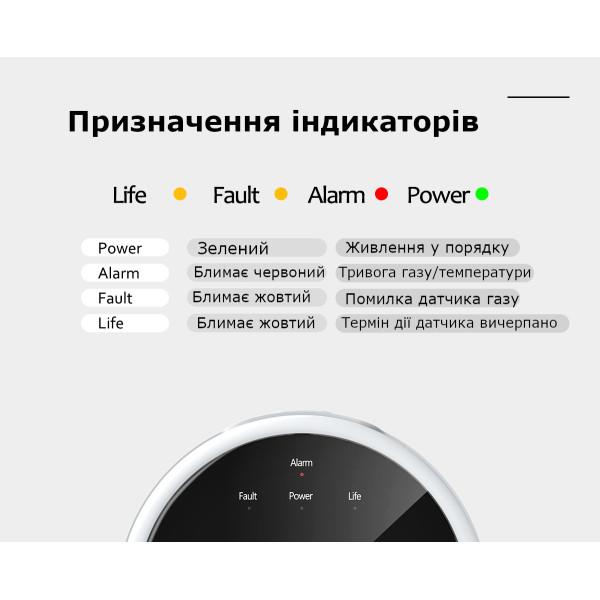 Беспроводной датчик газа и температуры с контролем по WiFi с сиреной и LCD дисплеем от EARYKONG