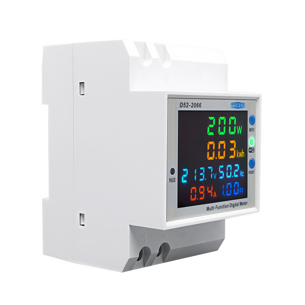 WiFi счетчик электроэнергии TOMZN D52-2066 на DIN-рейку до 100A, 6-в-1: V, A, W, Hz, PF, kWh (Tuya Smart Life) от TOMZN