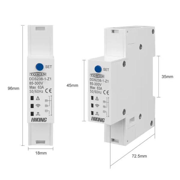 Zigbee лічильник - вимикач з мониторингом напруги-струму та захистом від перенапруги, великого струму та потужності на Din рейку, 220В до 63А Tuya (SmartLife) від TOMZN за 1065грн (код товару: DDS238-1-Z1 )