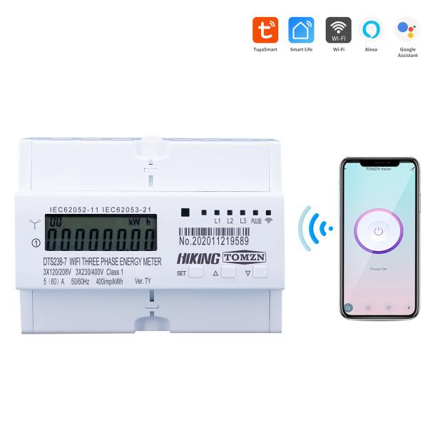 3-х фазный WiFi электросчетчик с LCD дисплеем с поддержкой Modbus RS485 протокола на 60 или 80 Ампер приложение Tuya (Smart Life) от TOMZN