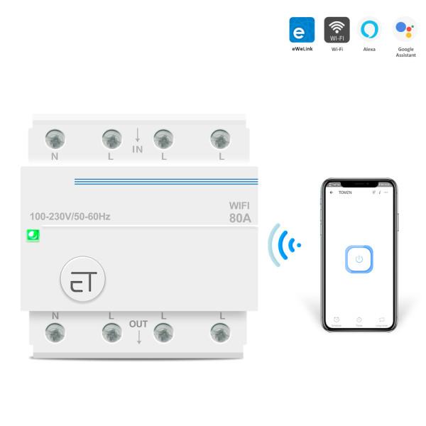 4-х полюсный WIFI выключатель-реле на DIN рейку 3 линии фазы 220/230В до 80A приложение Ewelink (среда Sonoff) от OEM
