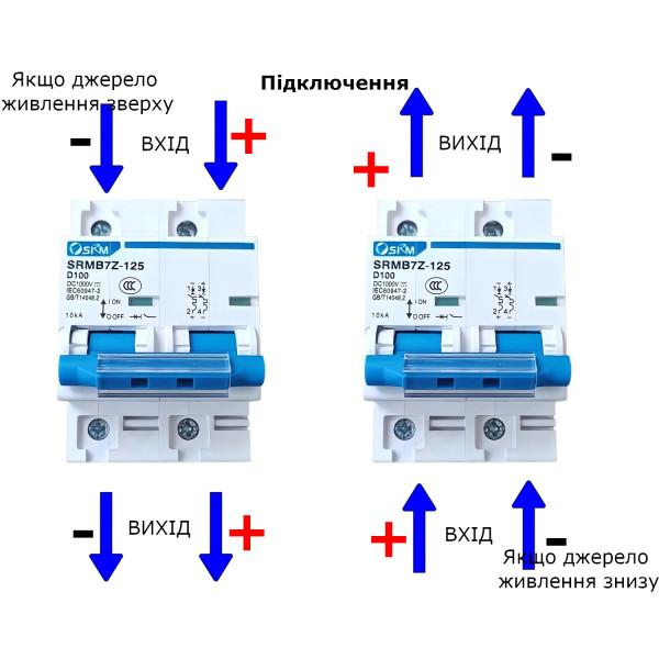 2-полюсный DC модульный автоматический солнечный мини-выключатель постоянного тока на 80А 100А или 125 Ампер6A MCB до 1000 Вольт для фотоэлектрической системы от SKM