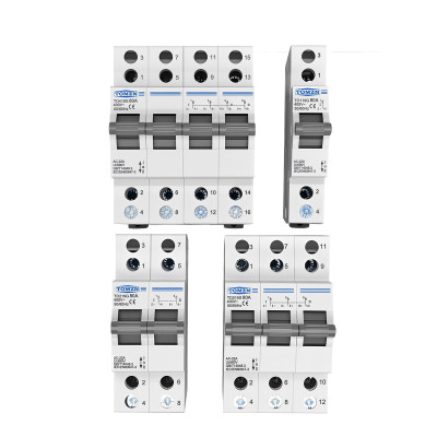 Ручний перекидний перемикач(рубильник) резерву на 1 фазу 2 полюси 220/230 Вольт до 80 Ампер на 3 положення (тип автомату)