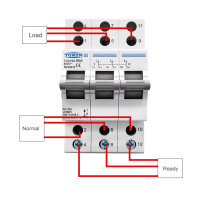 Ручной перекидной переключатель(рубильник) резерва на 1 фазу 2 полюса 220/230 Вольт до 80 Ампер на 3 положения (тип автомата) от TOMZN