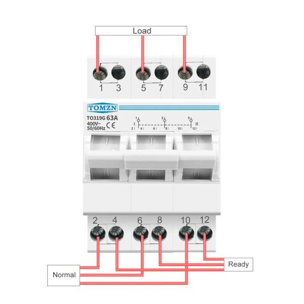 Ручной перекидной переключатель(рубильник) резерва на 3 фазы 3 полюса 380 Вольт до 63 Ампер на 3 положения (тип автомата) от TOMZN