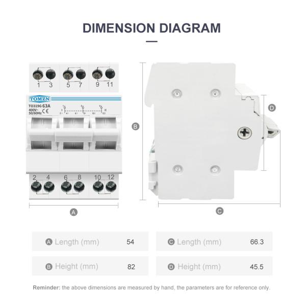Ручной перекидной переключатель(рубильник) резерва на 3 фазы 3 полюса 380 Вольт до 63 Ампер на 3 положения (тип автомата) от TOMZN