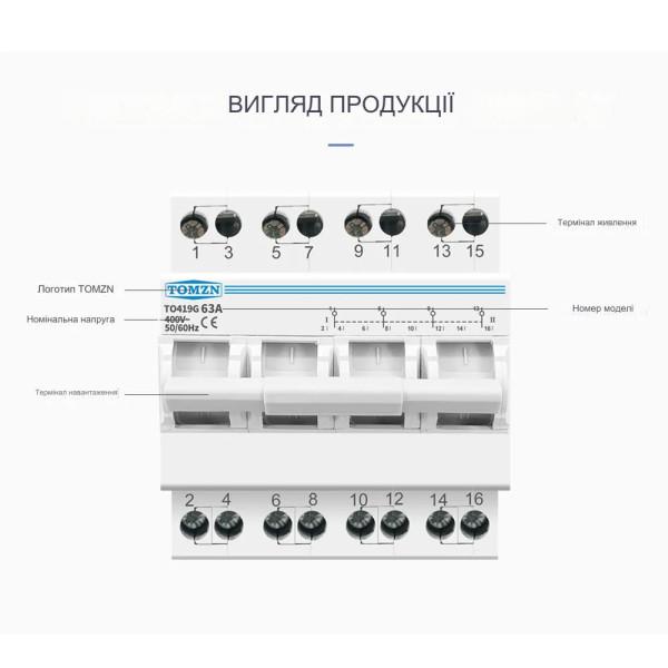 Ручний перекидний перемикач(рубильник) резерву на 3 фази 4 полюси 230/380 Вольт до 63 Ампер на 3 положення (тип автомату) від TOMZN за 525грн (код товару: TO419G )