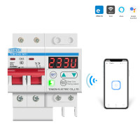 2-полюсный MCB автомат выключатель класса C с Wi-Fi и функцией защиты от перенапряжения/тока со светодиодным дисплеем на Din рейке 220В до 63А Ewelink (среда Sonoff) от TOMZN