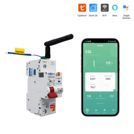Автоматичний вимикач  WIFI+RS485 1P+N 220/230V AC 1-63A V-I-Hz-kW-kWh-℃ з Захистом від короткого замикання OVP UVP OCP 