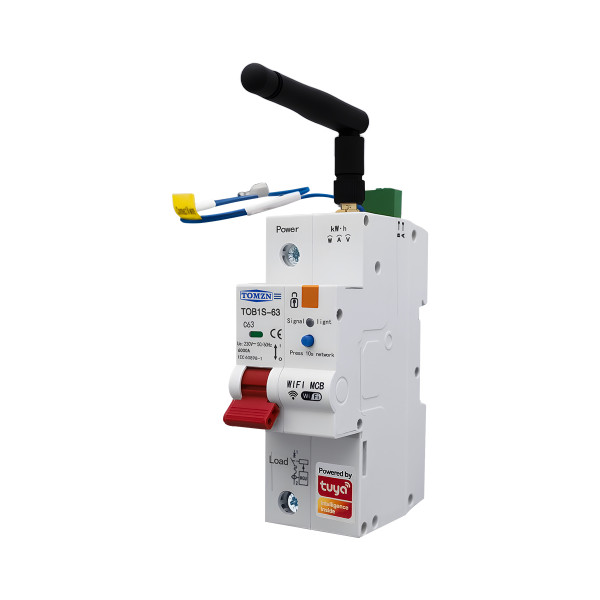 Автоматичний вимикач WIFI+RS485 1P+N 220/230V AC 1-63A V-I-Hz-kW-kWh-℃ з Захистом від короткого замикання OVP UVP OCP від TOMZN за 2065грн (код товару: TOB1S-63-1P )