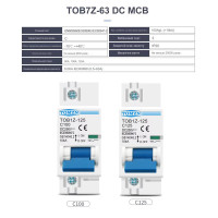 1-полюсний DC модульний автоматичний сонячний міні-вимикач постійного струму 80А 100А 125Ампер MCB до 250 Вольт для фотоелектричної системи від TOMZN за 245грн (код товару: TOB1Z-125-1 )