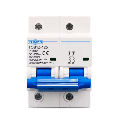2-полюсний DC модульний автоматичний сонячний міні-вимикач постійного струму на 80 /100 або 125 Ампер MCB до 1000 Вольт для фотоелектричної системи