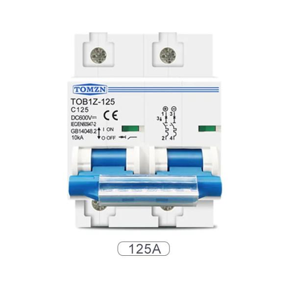 2-полюсний DC модульний автоматичний сонячний міні-вимикач постійного струму на 80 /100 або 125 Ампер MCB до 600 Вольт для фотоелектричної системи від TOMZN за 545грн (код товару: TOB1Z )