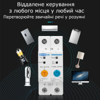 2-полюсний Wi-Fi вимикач з захистом витоків струму (ПЗО) та потужності й напруги на Din рейку, 220В до 63А Ewelink (середовище Sonoff) від TOMZN за 1245грн (код товару: SMT2 )