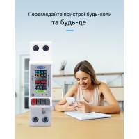 Интелектуальный WiFi выключатель TOMZN TOB9-50LW 1P+N, 12-в-1, 63А, защита от перенапряжения/перегрева, с датчиком температуры от TOMZN