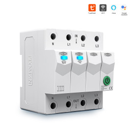 Дистанційне WiFi реле відключення  4P  3*220/230V 63A 50/60Гц на DIN-рейку нейтраль комутована TUYA (SmartLife)