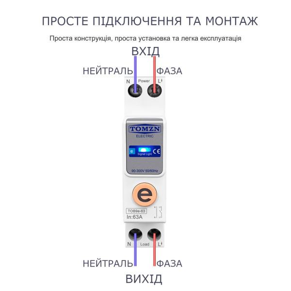 1-но фазний WIFI вимикач-реле на DIN рейку 220В до 63A Ewelink (середовище Sonoff) від TOMZN за 545грн (код товару: TOB9e-63 )