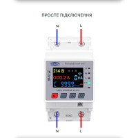 Реле защиты от перенапряжений/токов с ваттметром и WiFi на 220/230 Вольт 100 А с измерением температуры NTC приложение Tuya (Smart Life) от TOMZN