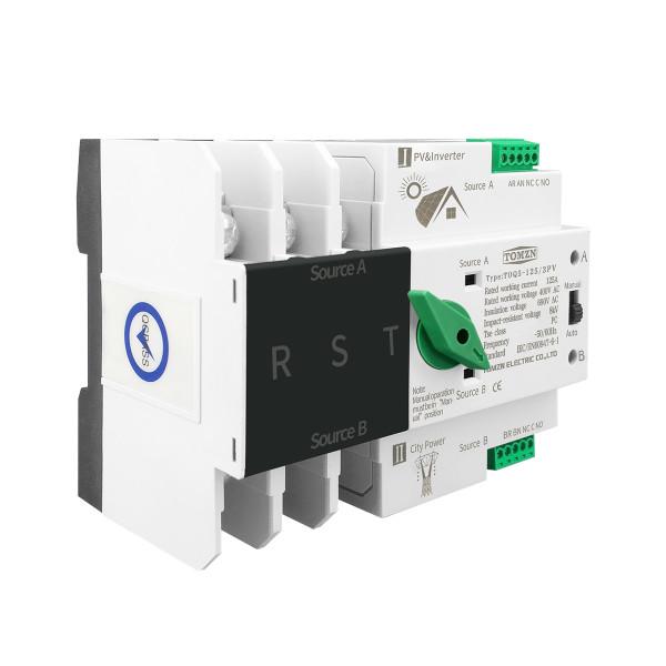 TOQ5-125PV/3P 220/230В 3-х полюсний 3-х фазний автомат перемикач введення резерву АВР ATS до 125А до інвертора сонячних панелей від TOMZN за 1645грн (код товару: TOQ53V )