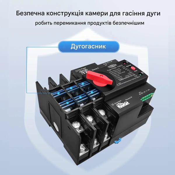 TOQ7-125/3P 220/230В 3-х полюсный автомат-переключатель ввода резерва АВР ATS до 125А от TOMZN