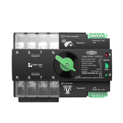 TOQ7-125PV/4P 220/230В 4-х полюсний 3-х фазний автомат перемикач введення резерву АВР ATS до 125А до інвертора сонячних панелей