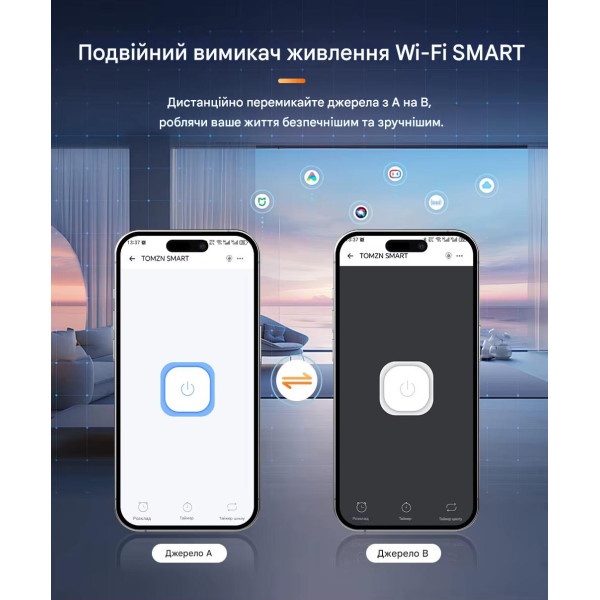 Умный Автоматический переключатель резервного питания для генератора АВР TOQ7e WIFI 2P 125A eWeLink (среда Sonoff) от TOMZN