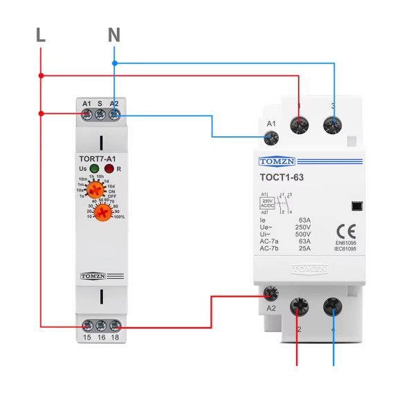 Электронное реле времени TORT7-A1 (16A) на DIN-рейку с задержкой включения со встроенным аккумулятором от TOMZN