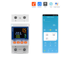 Wi-Fi лічильник енергії з екраном TOVA-63T (63A) Tuya Smart та захистом від витоку струму