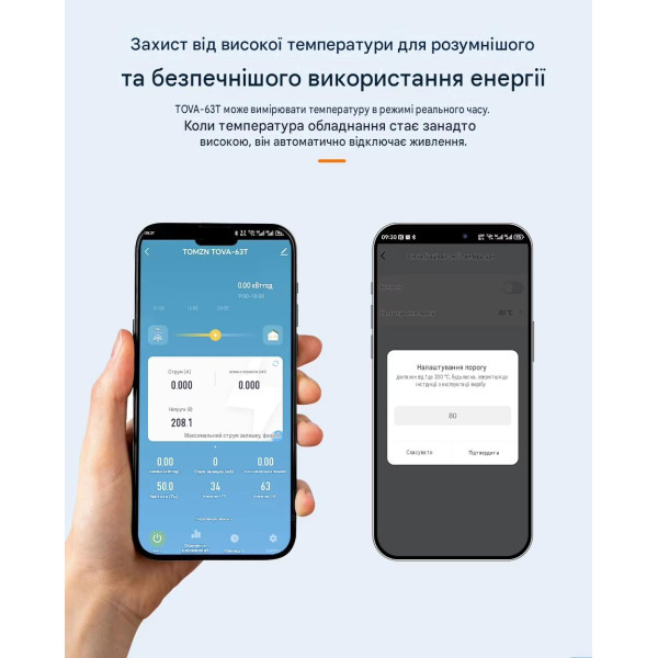 Wi-Fi счетчик энергии с экраном TOVA-63T (63A) Tuya Smart и защитой от утечки тока от TOMZN