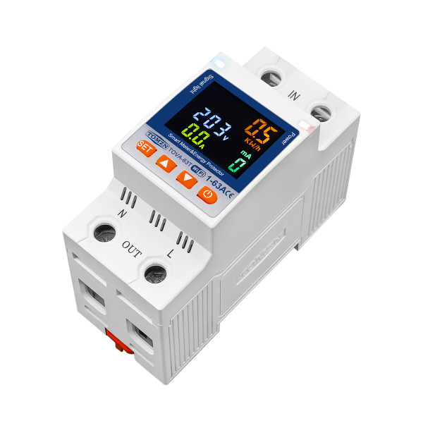 Wi-Fi счетчик энергии с экраном TOVA-63T (63A) Tuya Smart и защитой от утечки тока от TOMZN