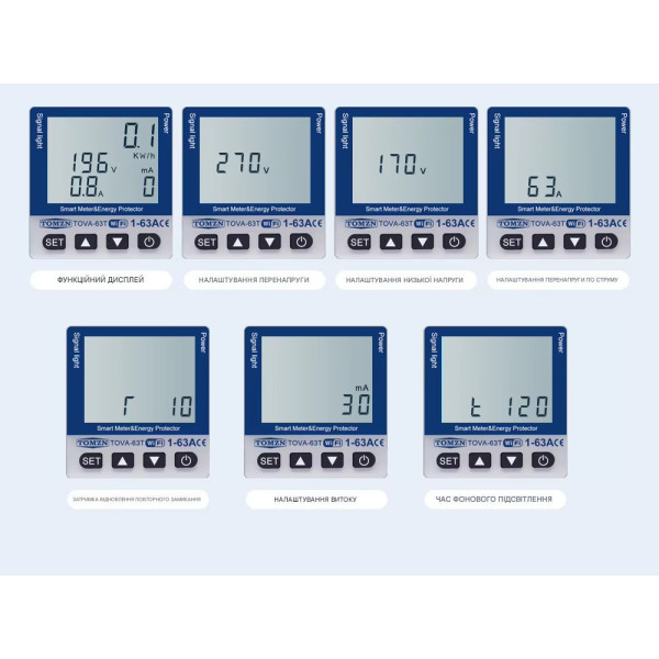 Wi-Fi счетчик энергии с экраном TOVA-63T (63A) Tuya Smart и защитой от утечки тока от TOMZN Wi-Fi счетчик энергии с экраном TOVA-63T (63A) Tuya Smart и защитой от утечки тока от TOMZN