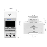 Счетчик потребляемой мощности, с мониторингом тока и напряжения на DIN рейке 3 в 1220В до 100А с цветным дисплеем от TOMZN
