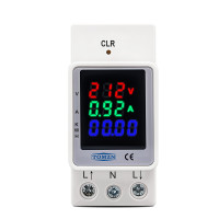 Счетчик потребляемой мощности, с мониторингом тока и напряжения на DIN рейке 5 в 1 220/230В до 100А с цветным экраном