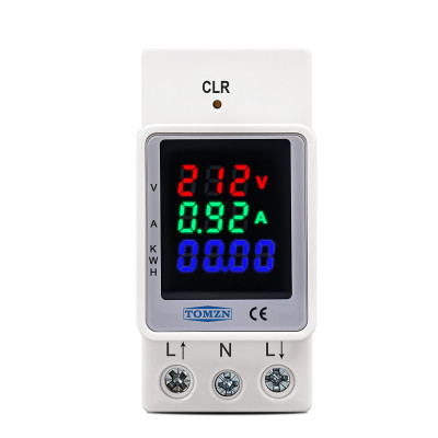 Лічильник споживаємої потужності, з моніторингом струму та напруги на DIN рейці 5 в 1 220/230В до 100А з кольоровим екраном