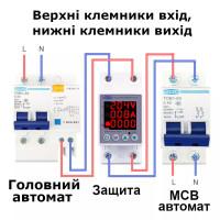 Устройство защиты от перенапряжения и тока на DIN рейку 220В до 63А с LED дисплеем и электросчётчиком Tomzn от TOMZN