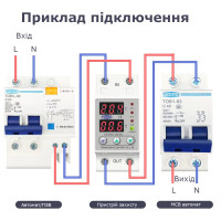 Устройство защиты от перенапряжения и тока на DIN рейку 220В на 40 или 60 Aмпер с LED дисплеем от TOMZN