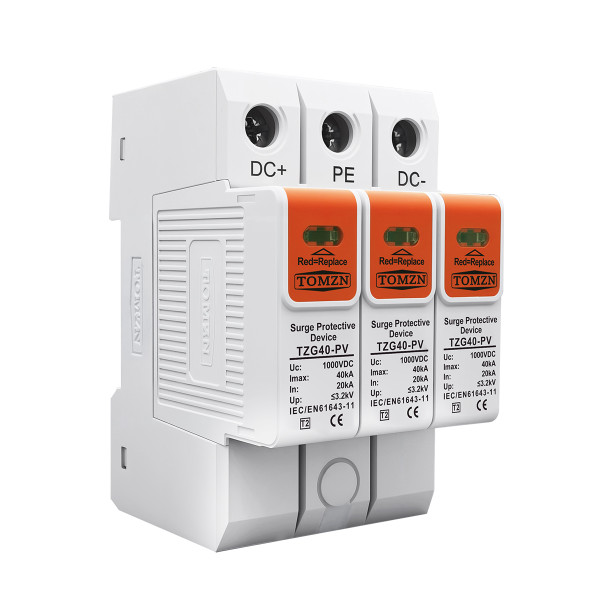 УЗИП Разрядник защиты от импульсного перенапряжения постоянного тока 3-х полюсный DC SPD 500V 600V 800V 1000V 20KA~40KA от TOMZN