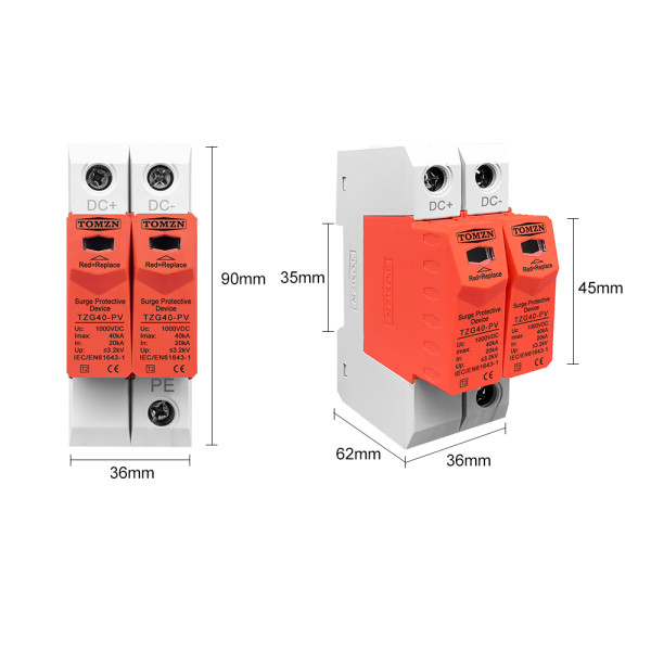 УЗИП Разрядник защиты от импульсного перенапряжения постоянного тока DC SPD 500V 600V 800V 1000V 20KA~40KA от TOMZN
