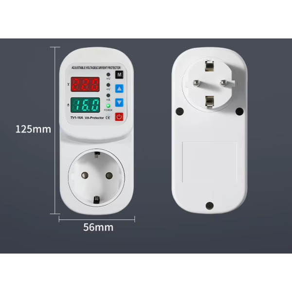 Розетка барьер озетка с защитой от перенапряжения и тока, реле на пруги 90 -300 (230) Вольт AC с регулируемыми порогами защиты на 16 Ампер от SZDQ