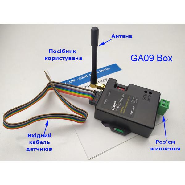 GA09P 8-ми канальный GSM контроллер для сигнализации по SMS и звонку с сиреной и аккумулятором, контролем питания от WAFER