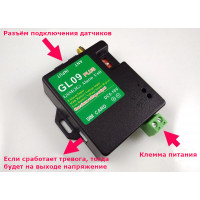 GL09 PLUS 8 канальный (8 входов) GSM контроллер для сигнализации по SMS с контролем напряжения питания и выходом для сирены от WAFER