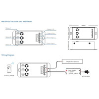 Дистанционный LED контроллер-димер V1-C с регулировкой уровня ШИМ до 20 Ампер на 12-24 вольт от SKYDANCE