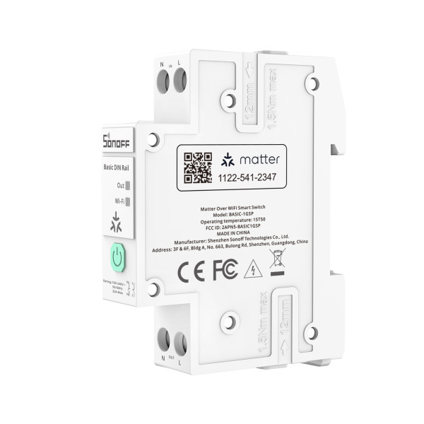SONOFF BASIC-1GSP інтелектуальний вимикач на DIN рейку через Matter Over WiFi, сумісний з Apple Home від SONOFF за 1215грн (код товару: BASIC-1GSP )